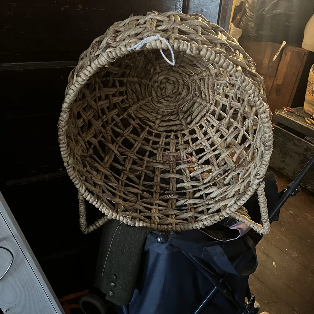 Woven Straw Basket Cat Bed